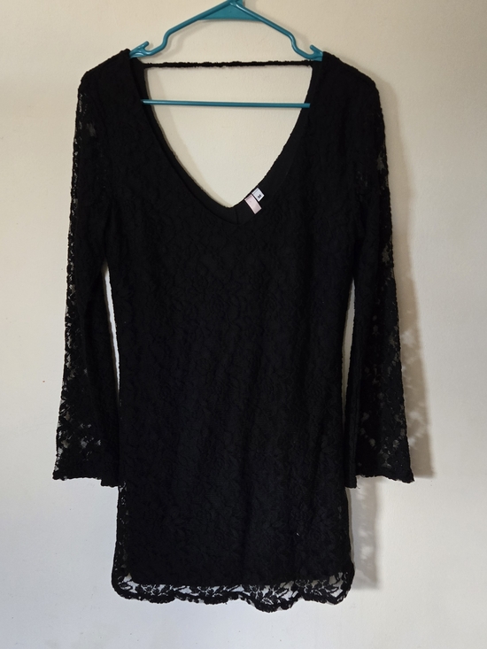 Three Hearts Dresses & Skirts - Whimsygoth Dark Romantic Witchy Lace Dress Bell Sleeve Cotton Blend Feminine SzM